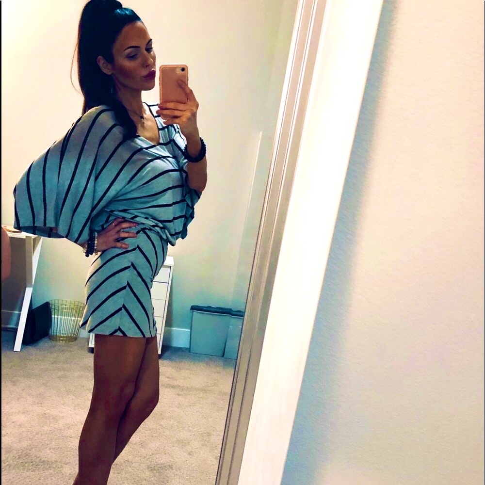 Bebe Grey/Black Stripes Mini Dress Size Small